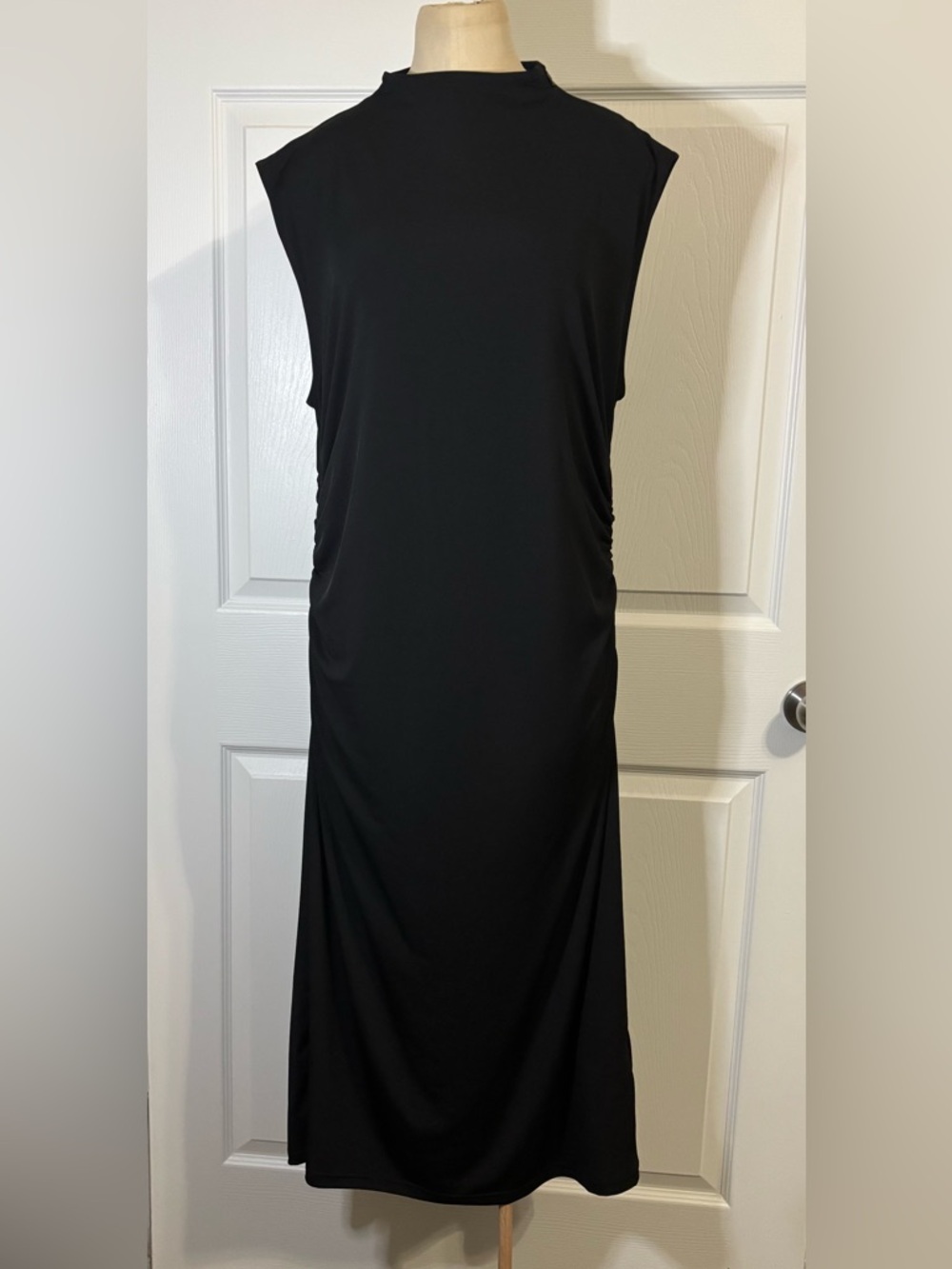 H&M XL Black Sleeveless Ruched Maxi Dress